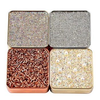 

Pearl Diamond Contact Lens Case Personality With Make Up Mirror Women Companion Box PortableTravel Kit Box