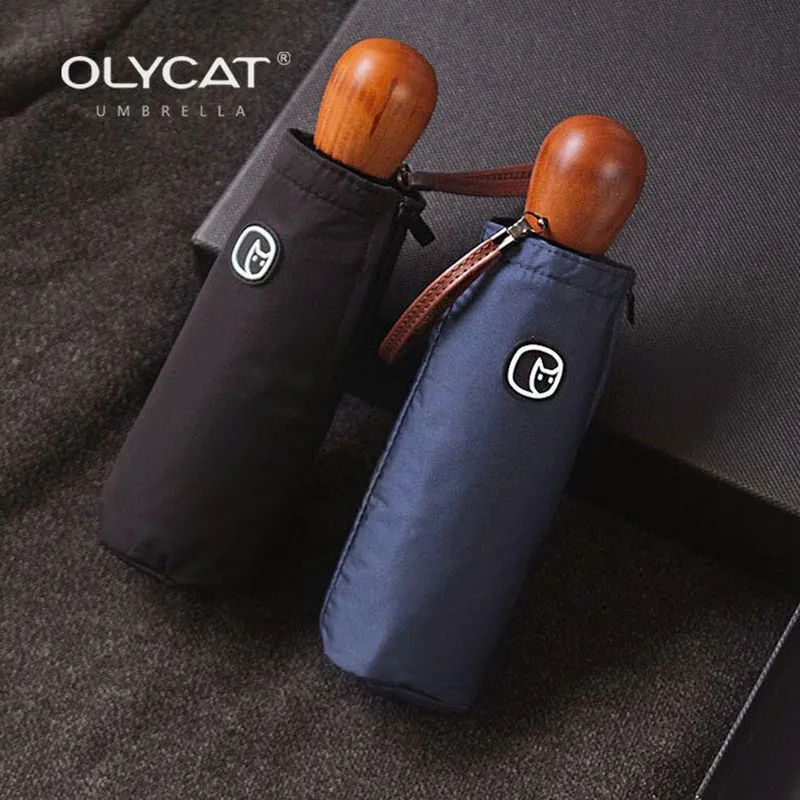 Зонт OLYCAT с деревянной ручкой и защитой от УФ лучей Ветрозащитный высокой