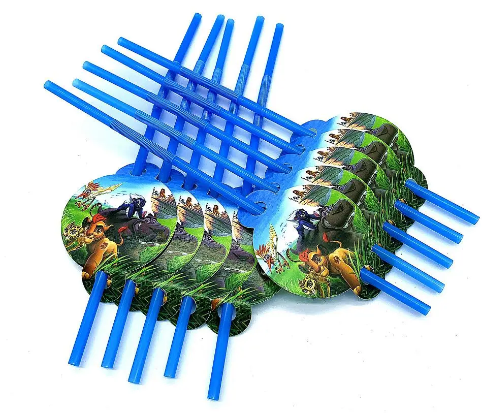 straw 10pcs Джунгли Король Лев одноразовые столовые приборы животные Король Лев тарелки салфетки для стаканчиков баннер игрушки Король Лев День рождения украшения - Цвет: straw 10pcs