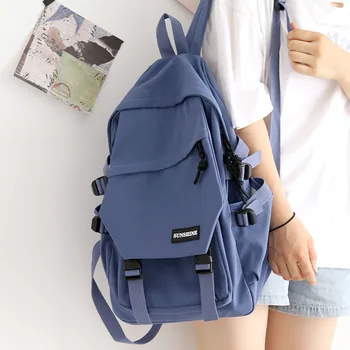 

Japanese Ins Wind Solid Color Backpack Women 2020 New School Bag Junior High School Student Korean Backpack Female Shoulder Bags