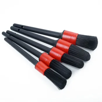 

5x Car Detailing Clean Brush Black + Red Soft Practical Dry Wet Interior Space Durable Brushes Soft Care Supplies Tool