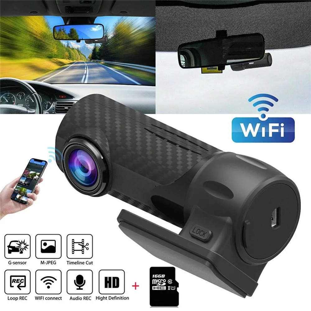 6G Lens WDR 170°Wide Angel G-Sense Parking Monitoring Mibao Dash Cam Dashcams for Cars 1080P Mini Car Cameras with Loop Recording Motion Detection