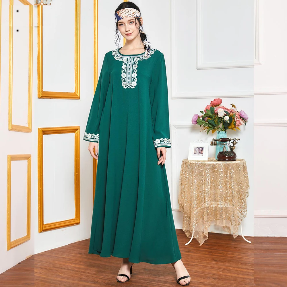 

Kaftan Abaya Muslim Women Embroidery Long Maxi Dress Eid Ramadan Loose Jilbab Turkish Caftan Dubai Robe Party Gown Islamic Dress