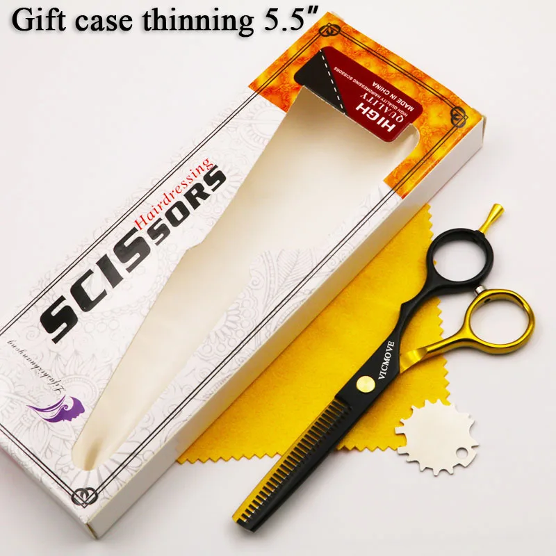 gift case thinning Японские Стальные 5,5 6,0 дюймовые Профессиональные парикмахерские ножницы, парикмахерские ножницы, набор, ножницы для резки, филировочные ножницы, стрижка - Цвет: gift case thinning