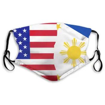 

Half USA Half Philippines Flag Dust Mask with 2Pcs Filters,Anti Dust Mouth Mask,Reusable Face Mask Black