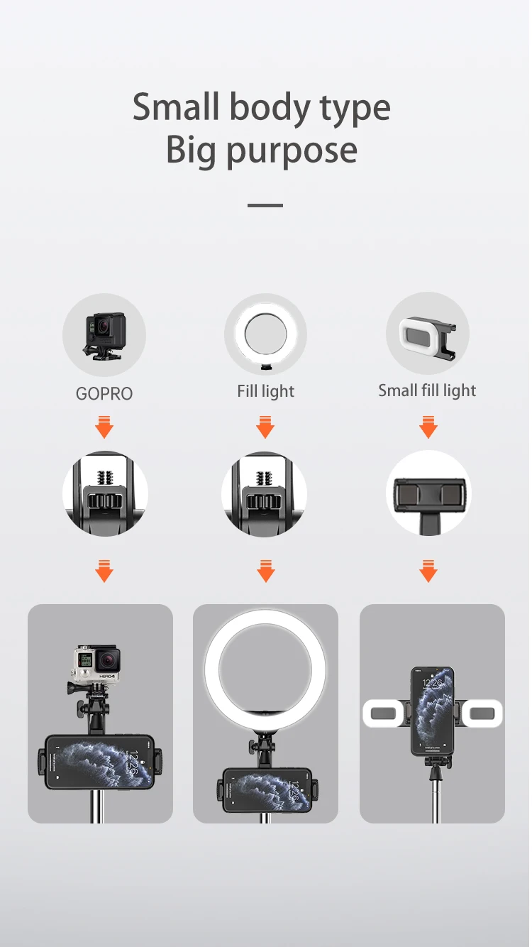 Portable Mini Selfie Stick Tripod 360 Rotation 155CM Handheld Gimbal Monopod For Smartphone Tablet