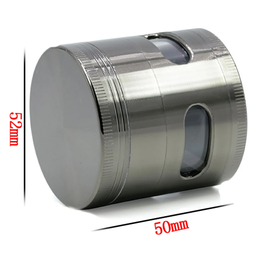 Zinc Alloy Grind Smoking Grinders Tobacco Grinder 52mm Cigarette Crush Cigarette Rolling Machine Perspective Window Smoking