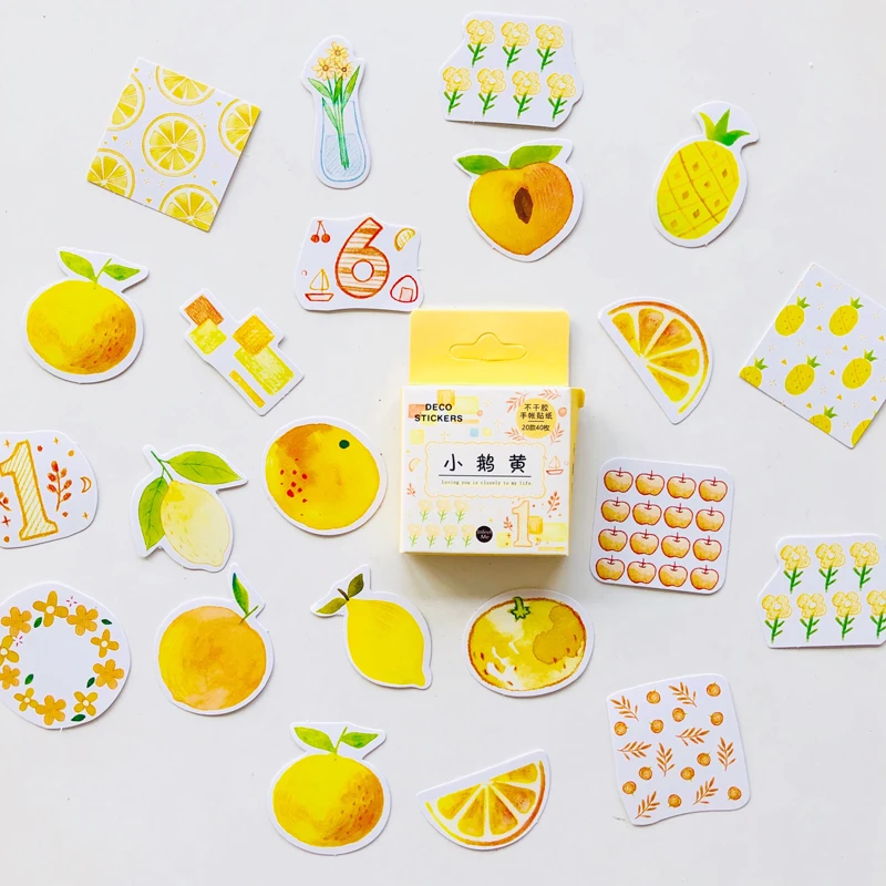 

40 pcs /Box Summer Style Lemon Pineapple Flowers DIY Decorative Stickers Notebook Decoration
