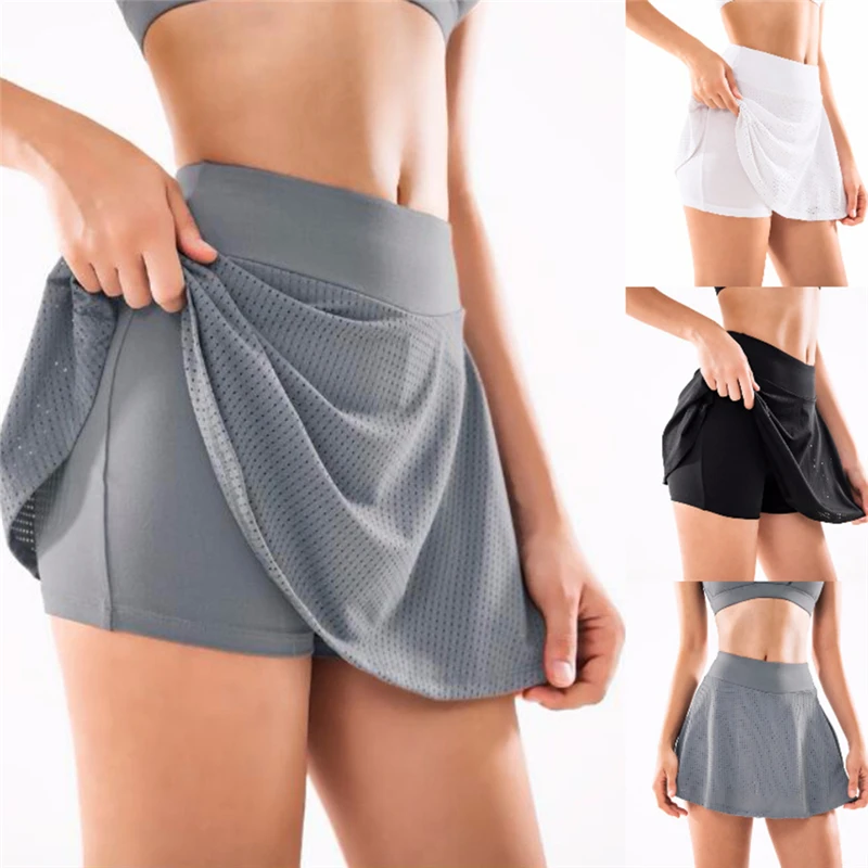 Mujer deportes Tutu falda de tenis chicas mujer gimnasio corto danza Anti-vaciado Shorts Fitness de correr Falda pantalón