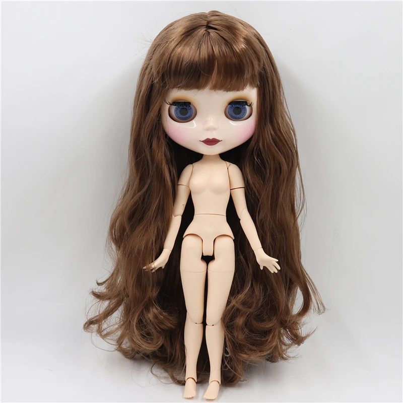 Neo Blythe Doll with Brown Hair, White Skin, Shiny Cute Face & Custom Jointed Body 1