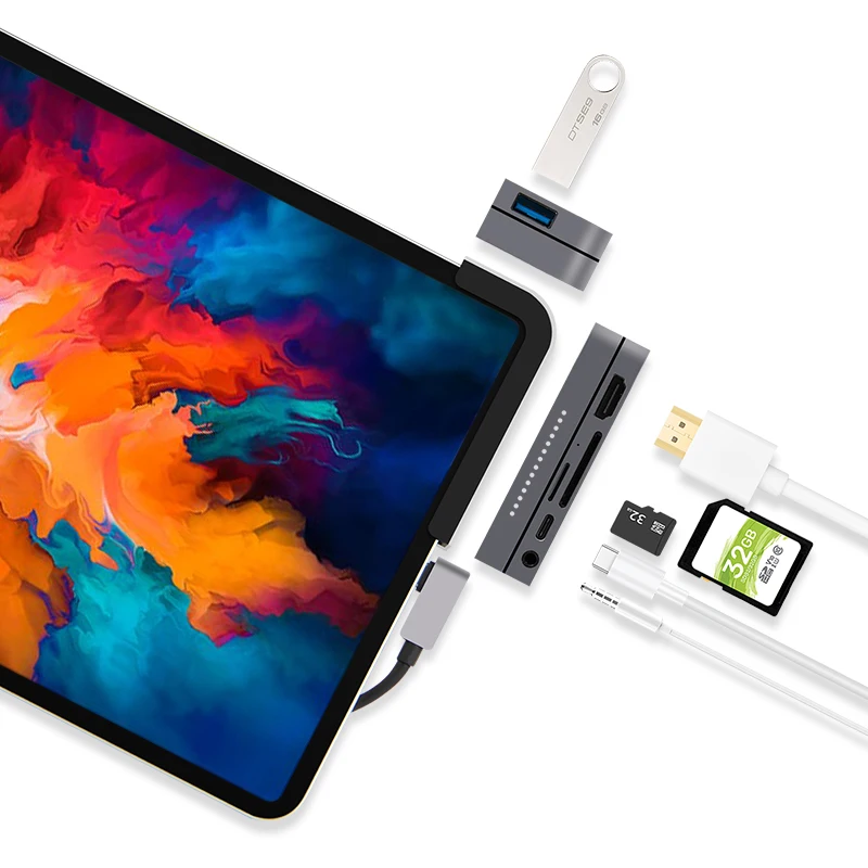 Ajiuyu-usb c Hub para Lenovo Tab P11 Pro 11.5 Tb-j706f tipo c Dock Usb 3.0 Hdmi 35 mm pd Port Adaptador Splitter Tablet Conversor - Imagem 4