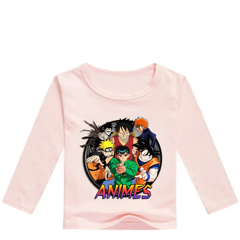 Модная Повседневная футболка с принтом Dragon Ball Z Goku для детей от 2 до 16 лет Одежда для мальчиков в стиле Харадзюку забавная футболка Топы с длинными рукавами для девочек в стиле аниме - Цвет: COLOR 10