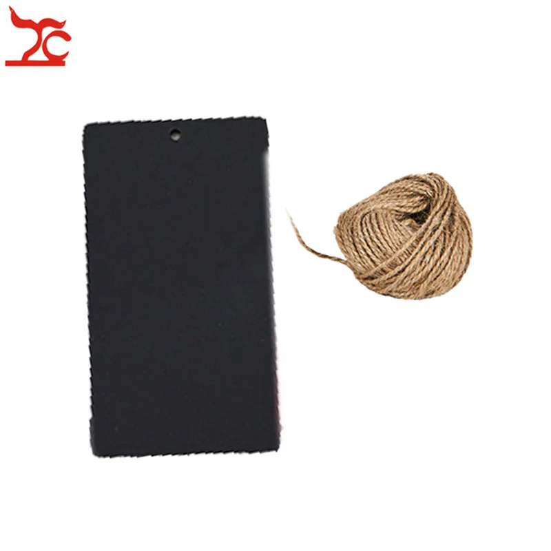 Wholesale 1000Pcs Kraft Paper Tags Luggage Wedding Note Label With Jute String DIY Blank Kraft Travel Gift Hang Tag 4 Colors - Цвет: black with string