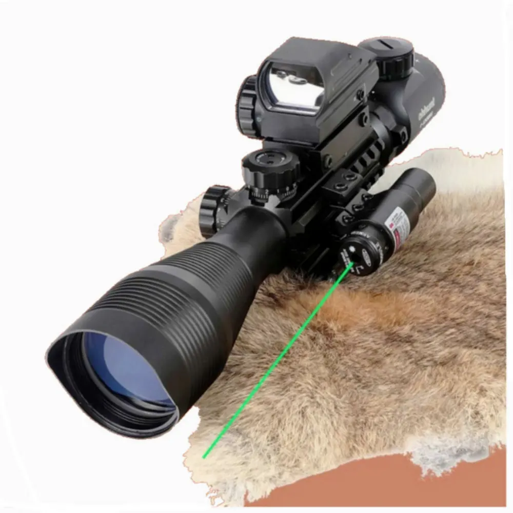 Ohhunt Охота Airsofts прицел 4-12X50 EG Тактический Воздушный пистолет Красный Зеленый точечный Лазер прицел голографический оптический прицел - Цвет: with green laser