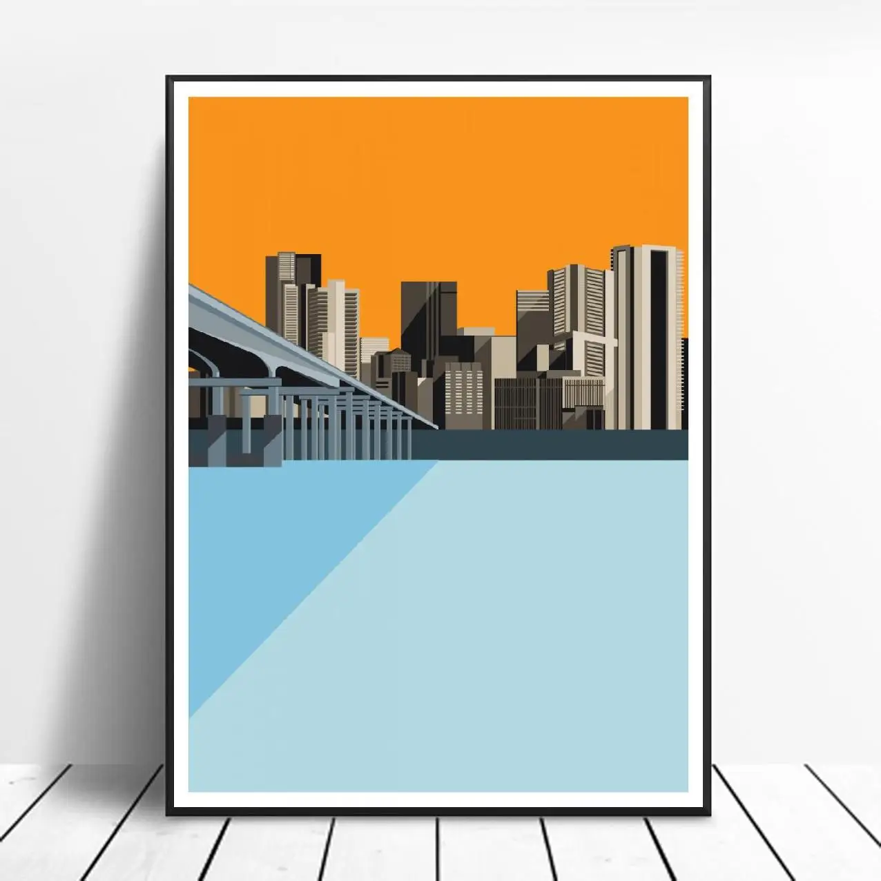 City Skyline Canvas Painting Art Print Poster Picture Wall Modern Minimalist Bedroom Living Room Decoration | Дом и сад