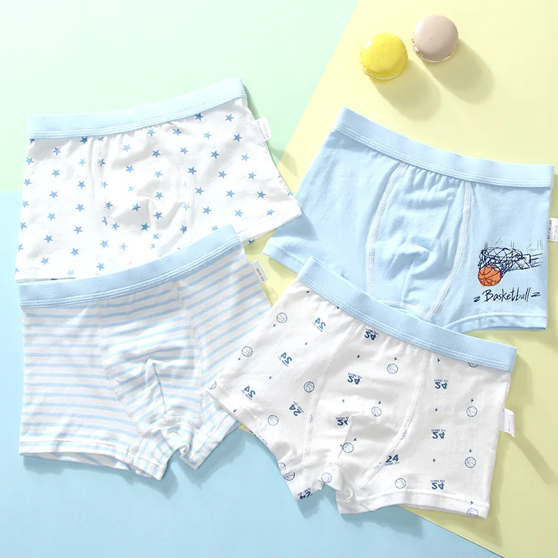 4PCS/LOT Children Boys Underwear Cartoon Children's Shorts Panties Baby Boy Toddler Boxers Stripes Teenagers Cotton Underpants 3