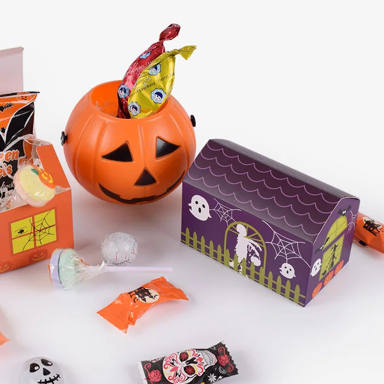 20pcs Ghost House Paper Boxes for Halloween Event Party Candy Biscuit Box Favors Gift Packaging Box Cake Decoarting Supplies
