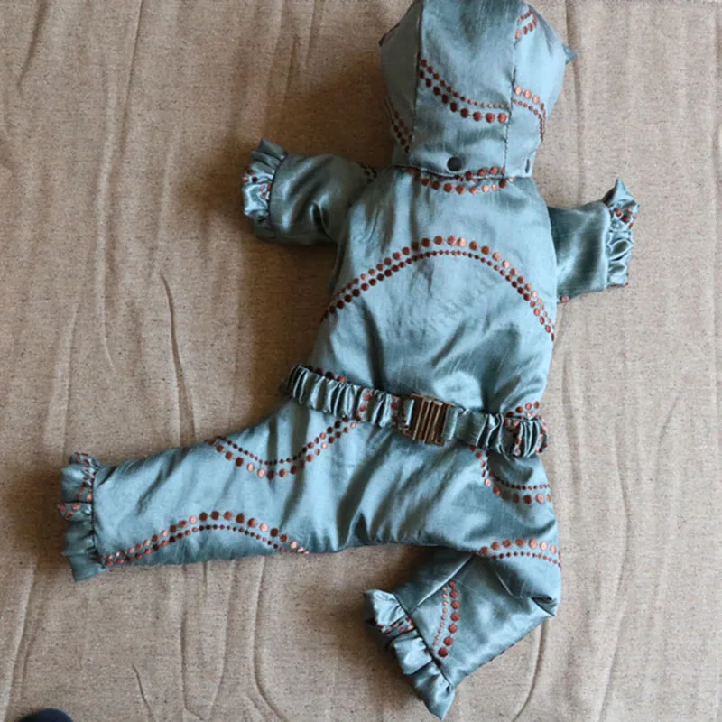 As Shown Для домашних любимцев собак Зимний теплый комбинезон с капюшоном Щенок утолщаются три слоя хлопковая куртка для маленьких собак пальто с длинными рукавами пудель - Цвет: As Shown
