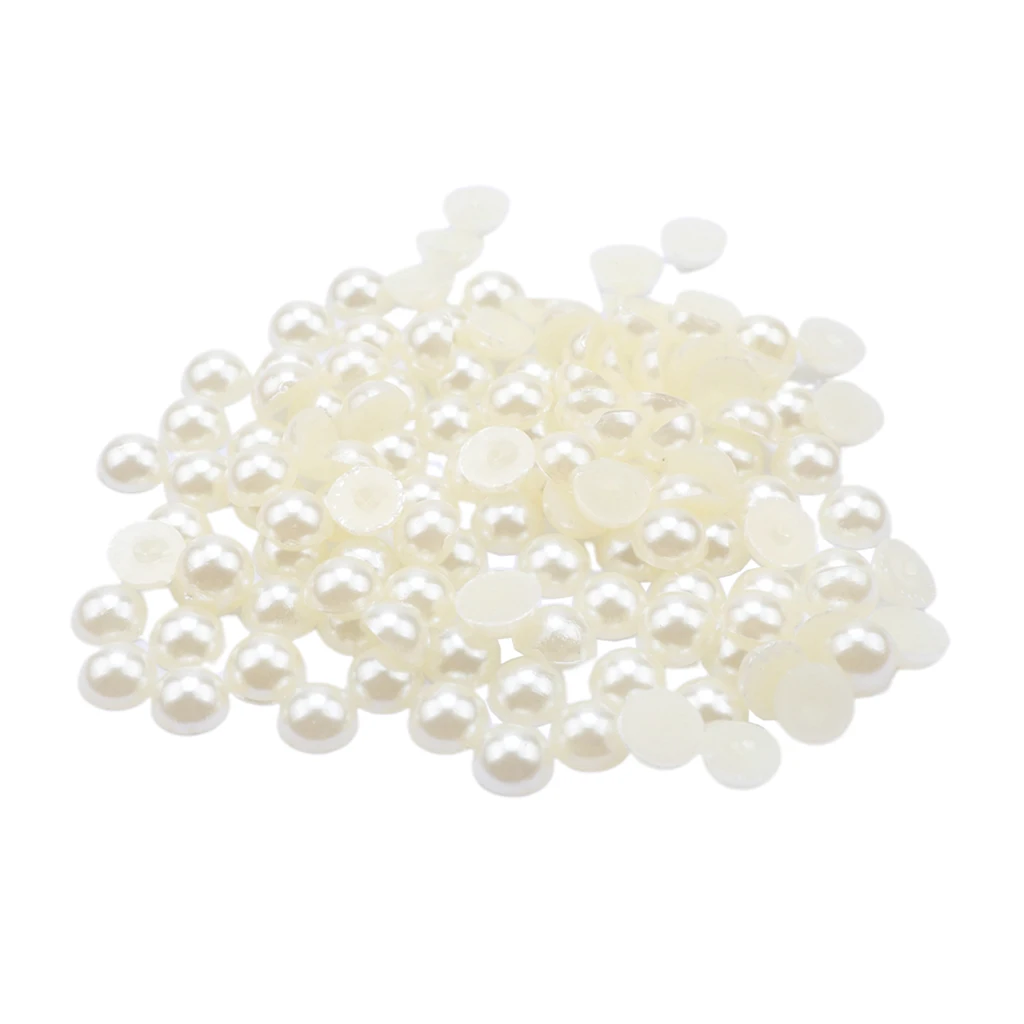 Pack of 100 Half-round Flatback Pearl for DIY Nail Art Phone Case Craft 8mm