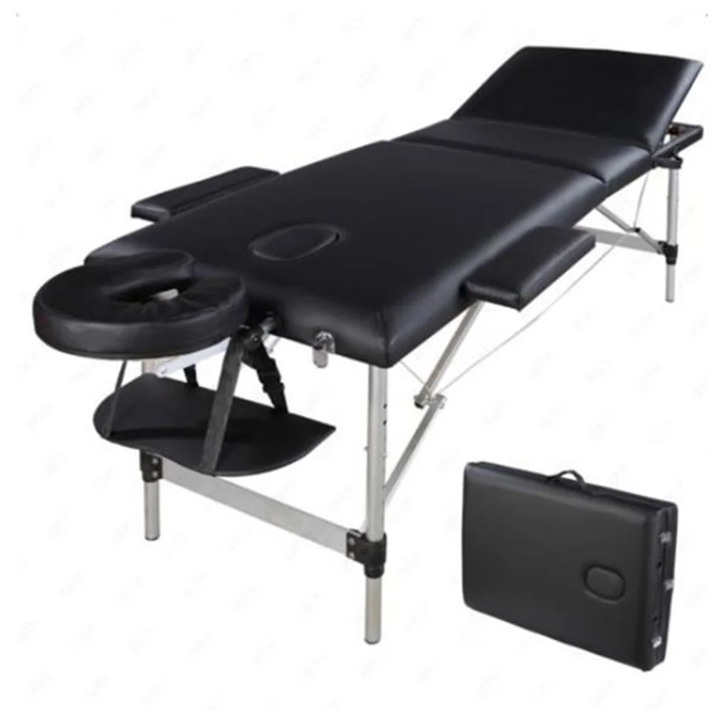 

Black/Red with Black Edge Color 3 Sections Folding Aluminum Tube SPA Bodybuilding Massage Table Kit Beauty Bed for Salon Furnitu