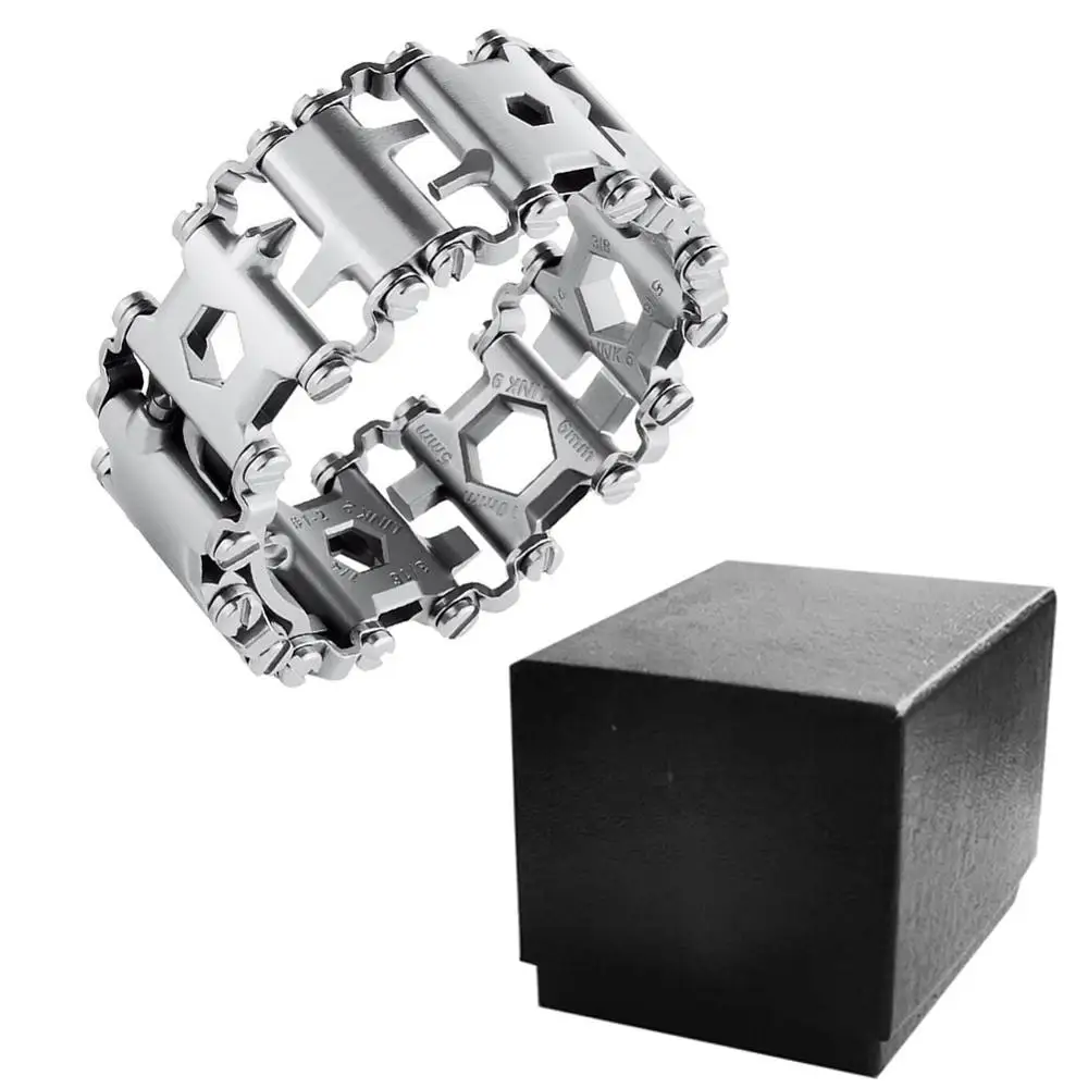 

Multifunction Tool Bracelet Tread Bracelet Stainless Steel Bolt Driver Tools Kit Friendly Wearable Bike Multitool Outdoor Tool