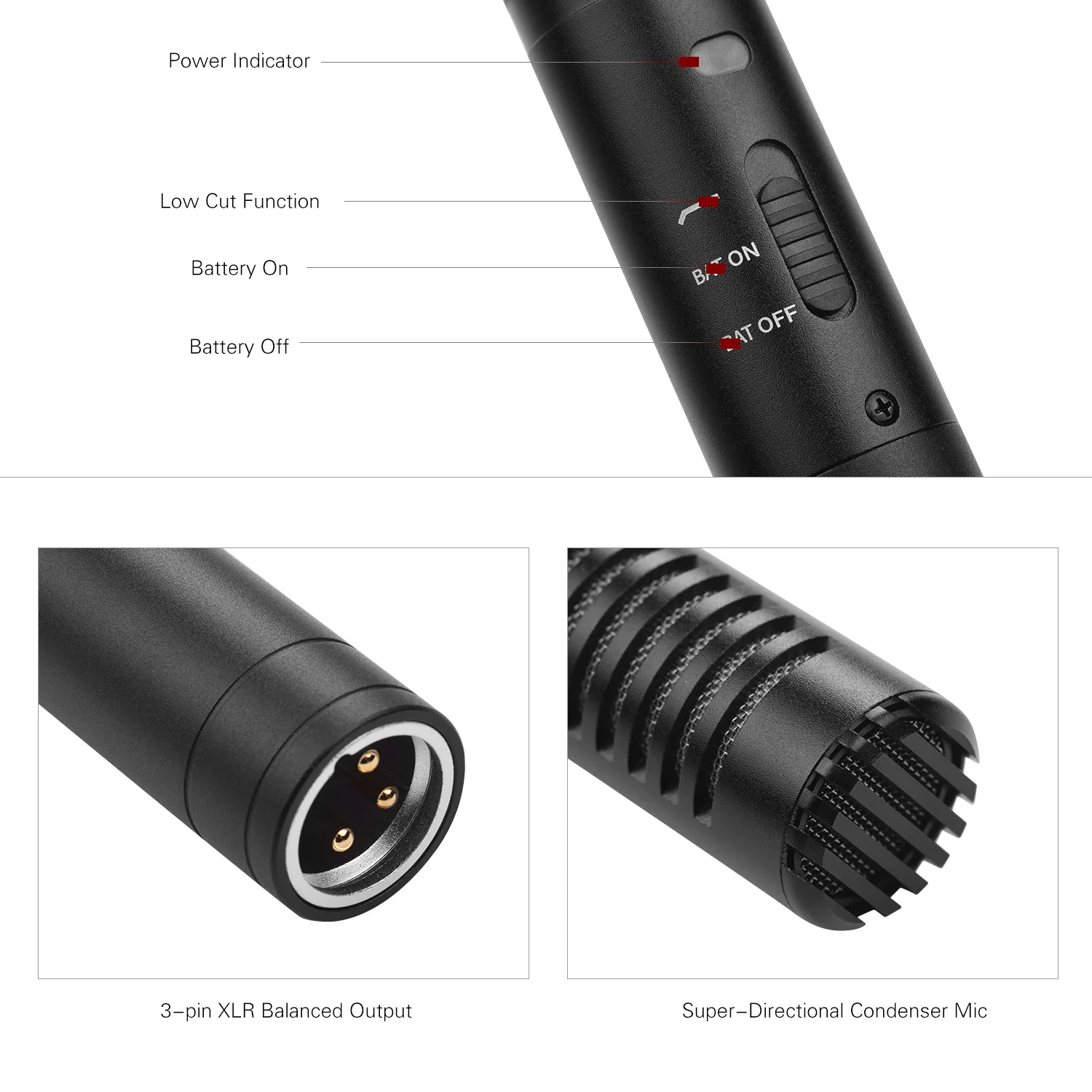 MAMEN KM-M280/M380 профессиональный микрофон для видео интервью с двойным питанием супернаправленный конденсаторный микрофон для Canon sony