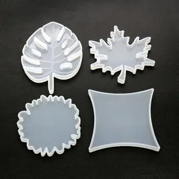 

DIY Coaster Carfts Epoxy Mold UV Resin Crystal Round Maple Leaf Silicone Molds DIY coasters Mould Jewelry Making Accessories