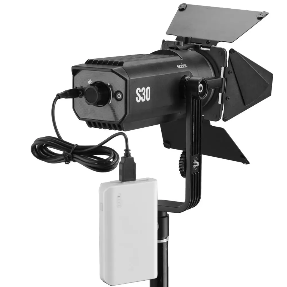  Godox S30 30W Focusing LED Photography Continuous adjustable Light Spotlight With Barn Door For Pro - 4000166665629