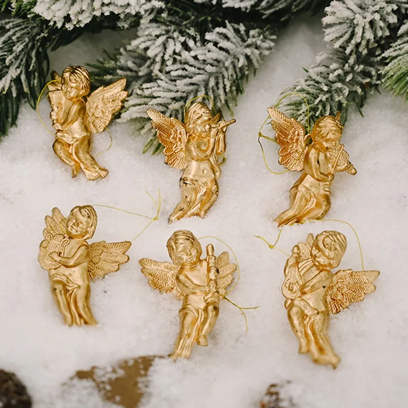 6 Pcs/set Gold Silver Angel Pendant 2020 Christmas Decoration Christmas Tree Decor Hanging Ornaments New Year Home Decor 6 Pcs/set Gold Silver Angel Pendant 2020 Christmas Decoration Christmas Tree Decor Hanging Ornaments New Year Home Decor