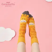 Caramella/носки с рисунками животных для девочек корейские милые разноцветные короткие носки забавный подарок для женщин, хлопковые носки 3 пары женскии носочки