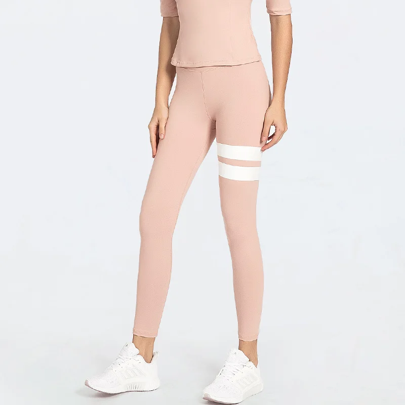 Energy Seamless Sports Fitness Leggings Gym Workout Yoga Pants Women High Waist stripe design Tight Tummy Control Trousers