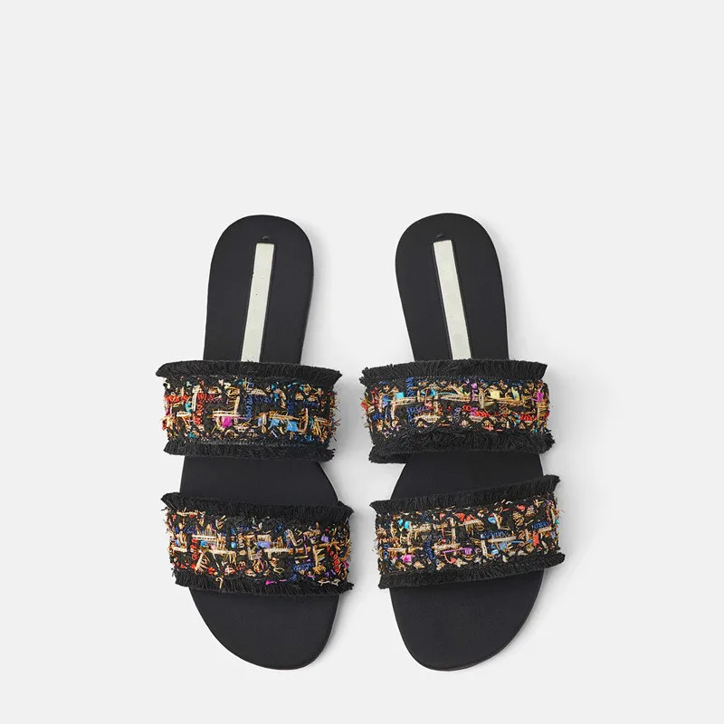 

Womans Shoes Flat Slippers Student Casual 2019 Summer New Tassel Fashion Flat Sandals Women Shoes Size 43 Summer Shoes