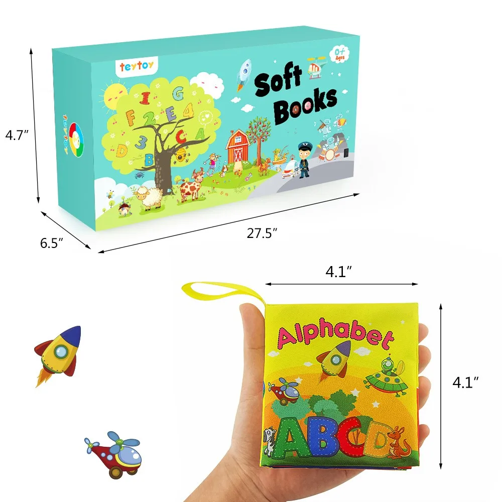 My First Soft Book teytoy 8 шт. детские тканевые книги Игрушки для раннего развития тканевая