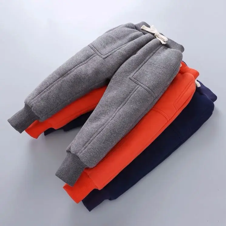 

2019 High Quality Boys Winter Warm Pants With Fleece Long Trousers For Boys Thickening Pants Kids Casual Clothes