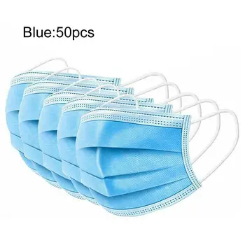 

50PCS / Set Adult Protective Mask Anti-fog Three-layer Protection Solid Ordinary Mask