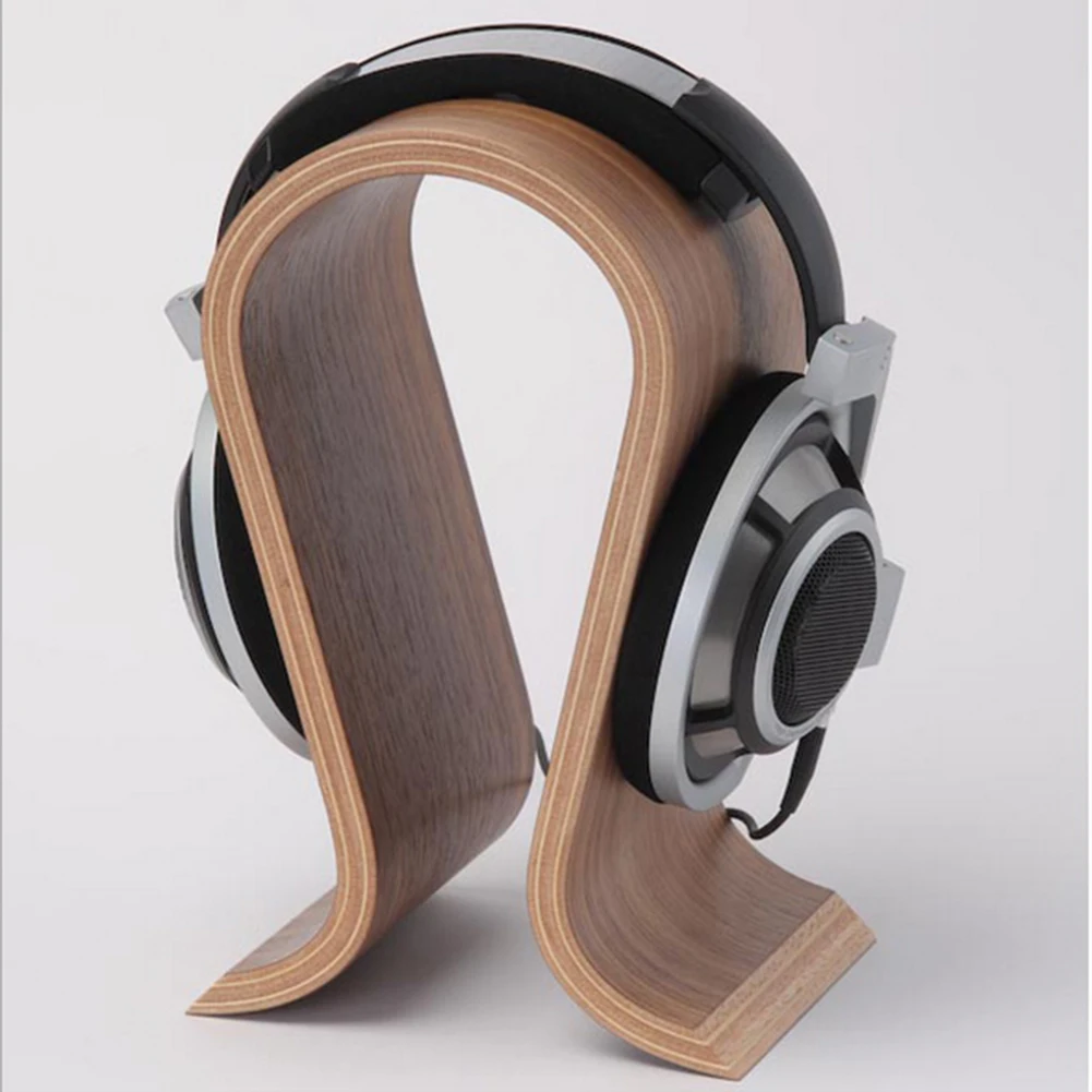 Walnut Finish Wooden Headphones U Shape Stand Hanger Holder Headset Hanger Bracket Home Office Studio Bedroom Using