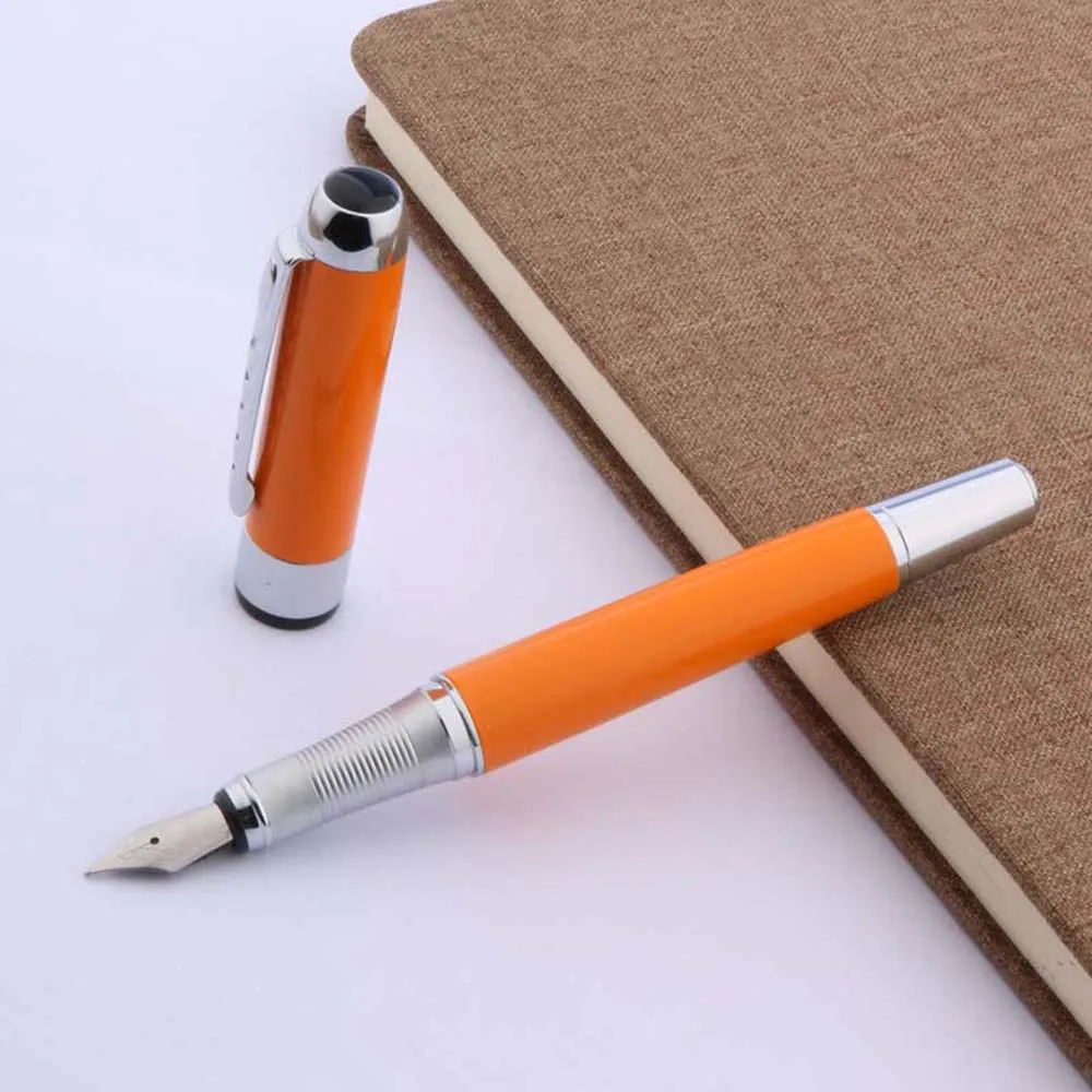 Ручка перьевая jinhao оранжевая металлическая серебристая 250 пробы|fountain pen|pen fountain