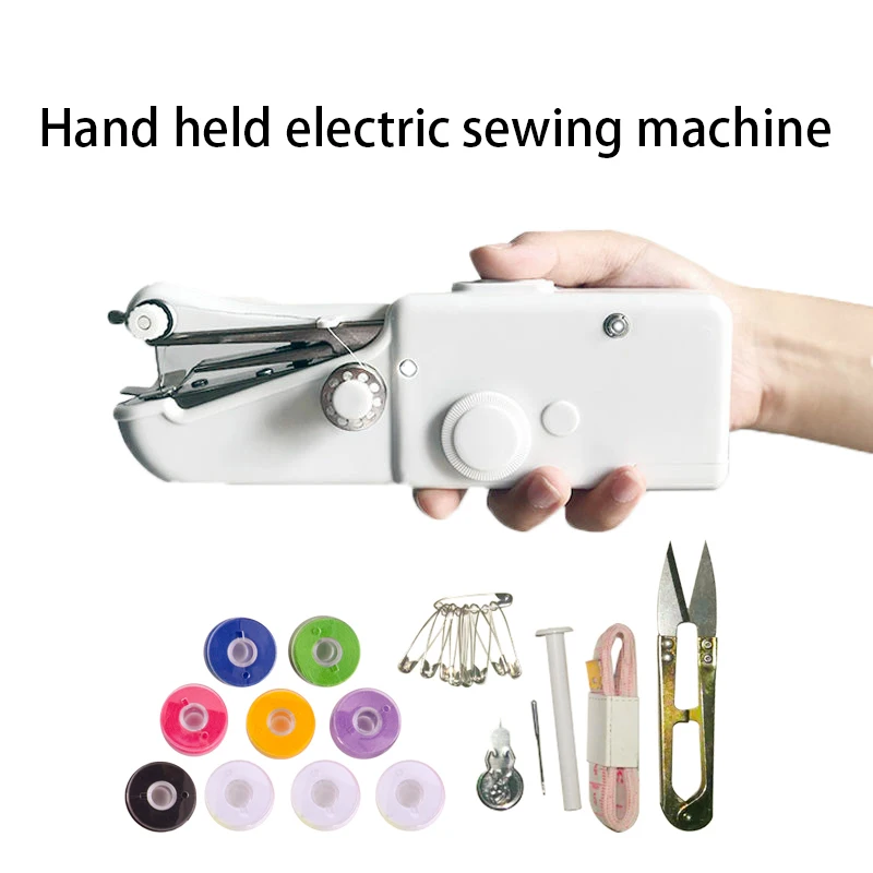 

Portable Mini Hand Sewing Machine Household handheld Sewing Machine Electric Stitch Needlework Set for DIY Clothes Stitchin
