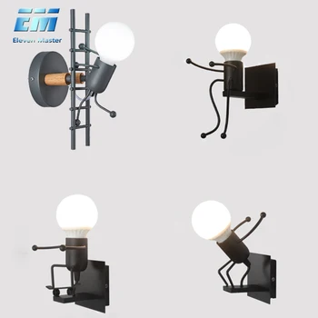 

Iron Led Wall Lamp American Creative Wall Lights Metal Cartoon Robot Sconce Wall Light bedroom Children room Luminaire ZBD0008