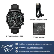 TicWatch Pro 3 GPS (Refurbished) Wear OS Smart Watch Dual-layer Display Snapdragon Wear 4100 Long Battery Life Men's Smartwatch