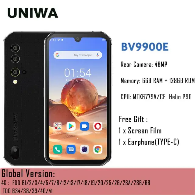 Blackview BV9900E Helio P90 IP68 مقاوم للماء هاتف ذكي متين 6GB + 128GB NFC أندرويد 10 الهاتف المحمول 4380mAh 48MP الكاميرا في الأوراق المالية