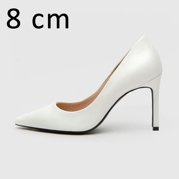 Женские туфли на каблуке; Брендовые женские туфли-лодочки; Офисная Женская рабочая обувь; однотонные модельные туфли с острым носком; сезон весна-осень; размера плюс - Цвет: White Pumps 8cm