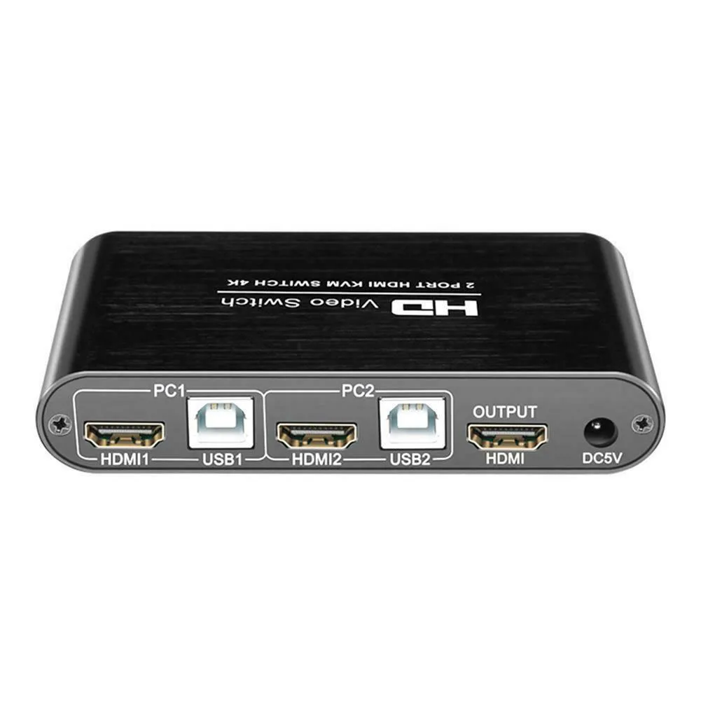 

2 Port High Speed KVM 4K For Sharing Monitor Video Keyboard Mouse Audio Splitter Multimedia HDMI Switcher Plug And Play Home