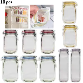 

10PCS Resealable Bags Creative Smell Proof Poly Bags Reclosable Bags Food Snack Clear Bag Vacuum Storage Bag for Home
