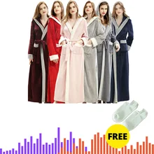 Женский и мужской зимний теплый фланелевый коралловый флис с капюшоном однотонный длинный халат кимоно розовый банный халат подружки невесты сексуальный халат