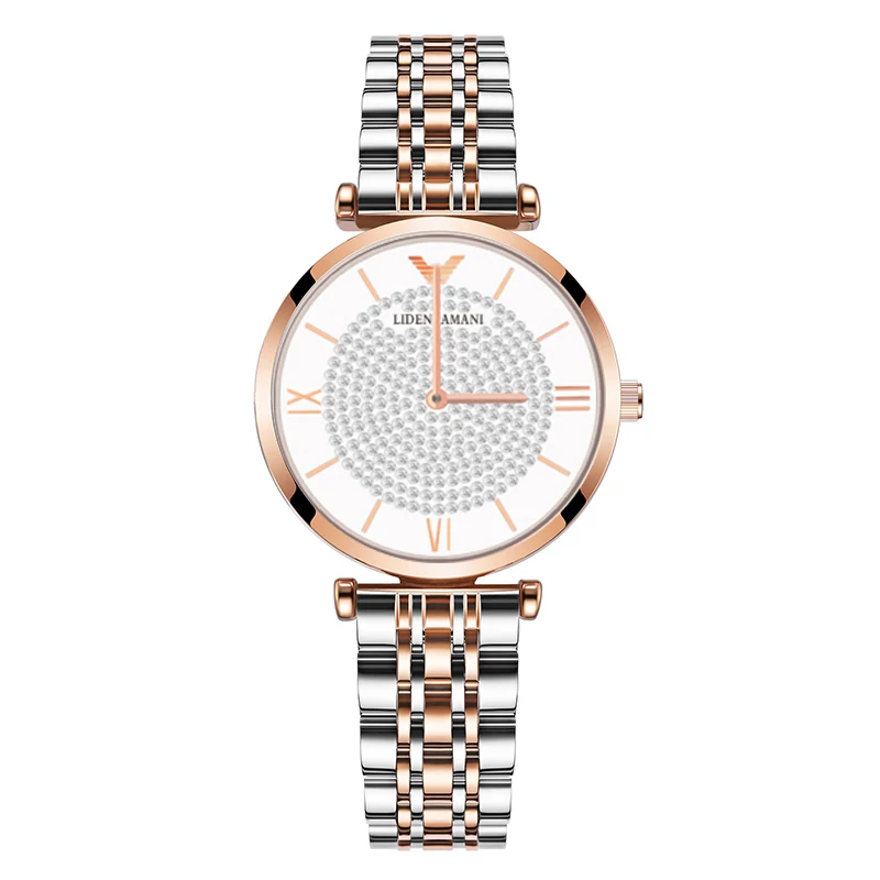 Gypsophila, женские часы с бриллиантовым дизайном, модные, серебряные, круглый циферблат, нержавеющая сталь, ремешок, кварцевые наручные часы, подарки, relogiosfeminino