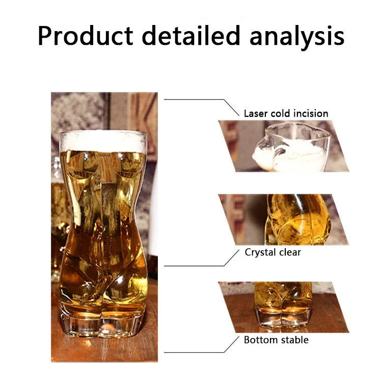 Креативные модели, прозрачная стеклянная пивная кружка, чашка для тела, бар, ночной клуб, мачо, красота, личность