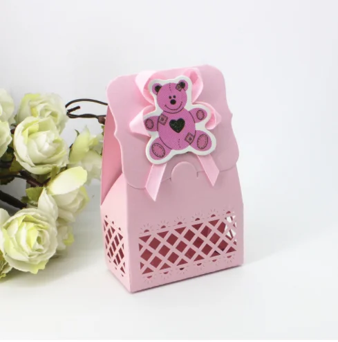 24pcs Pink Baby Shower Favor Paper Candy Box For Baby Girl Boy New Baby Kids Gift Box Birthday Party Supplies For Guest