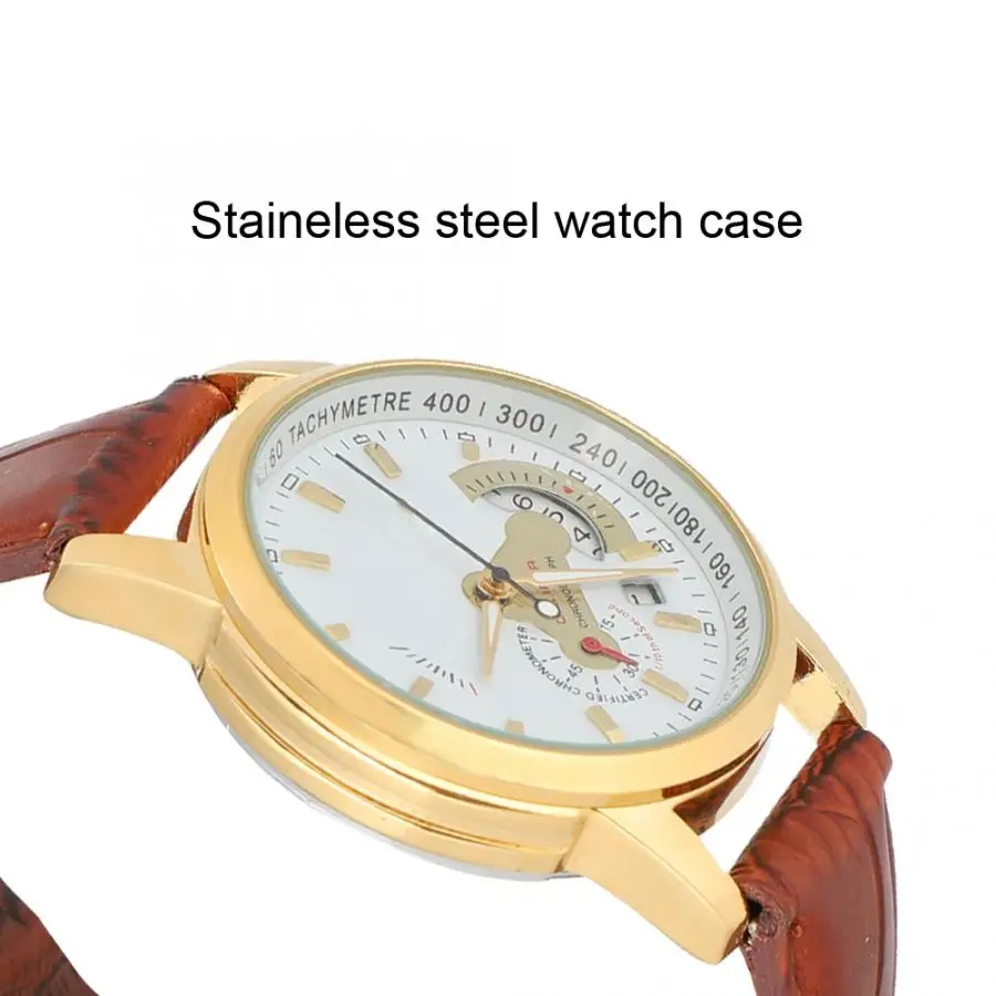 Men Automatic Mechanical Watches Waterproof Calendar PU Leather Strap Male Wristwatch Mechanical Watch Gift Watches for Men