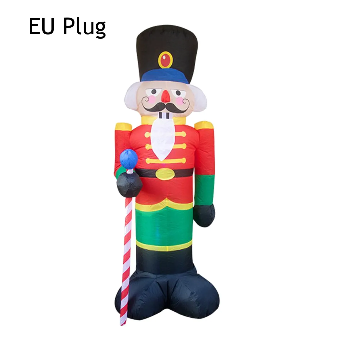 2,4 м надувная игрушка костыли Санта-снеговик Клаус с воздуходувкой садовая наружная раскладка Рождественская декоративная фигурка Детские Классические игрушки - Цвет: EU Plug